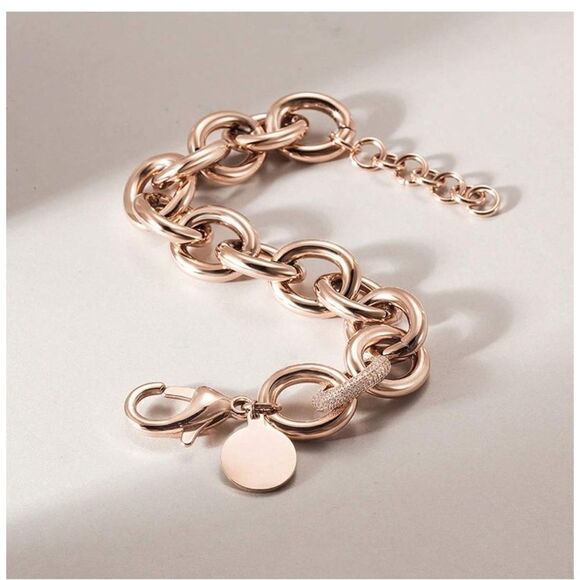Luxury 18k rose gold Chunky Oval Link Bracelet - Picture 1 of 5